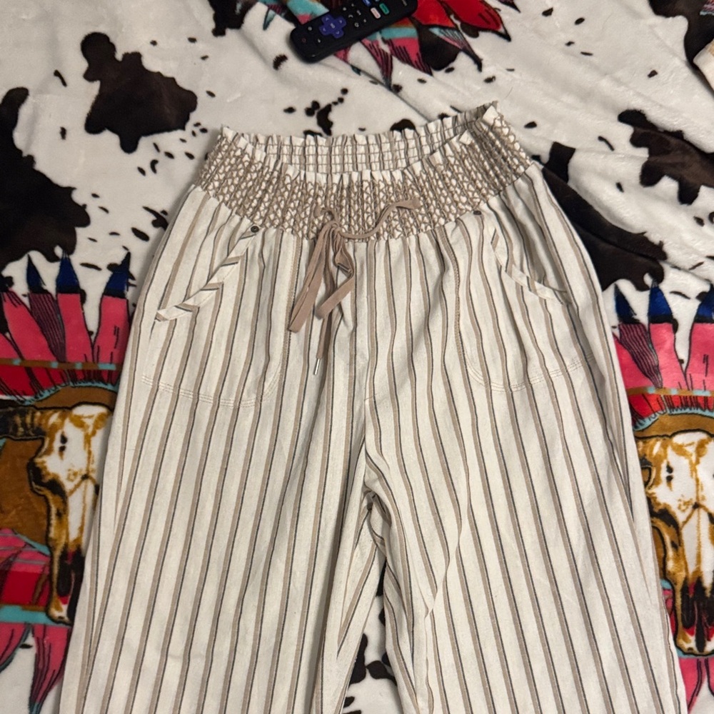 Striped Beige and White Pants
